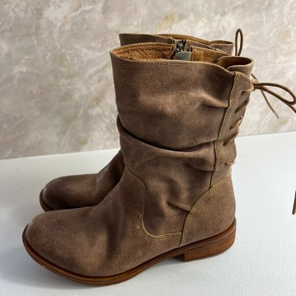 aqua sofft Shoes - Sofft Boots Women's 7.5 M Brown Waterproof Leather Side Zip Back Lace Up